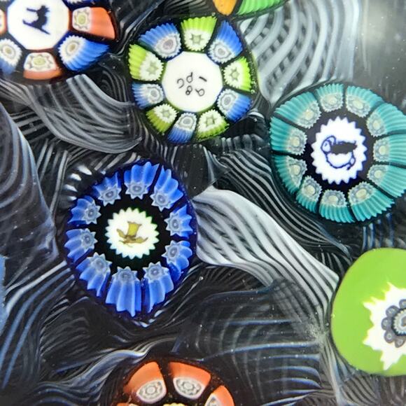 Perthshire PP47 1986 Millefiori Picture Cane Cat Puffin Black Lace Paperweight - Picture 8 of 16